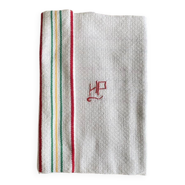 Nappe en damassé de métis, monogrammé HP - 210x130 cm