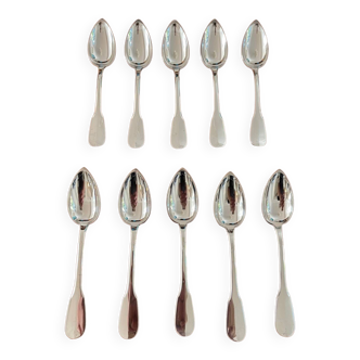 10 solid silver spoons with neck brace hallmark, very good condition