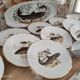 Service à poisson vintage en porcelaine de Sologne Lamotte décor poissons d'eau douce
