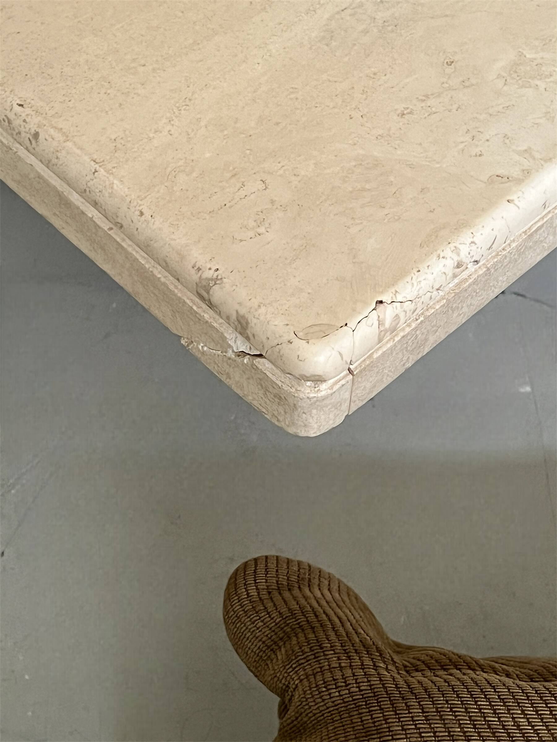 Square travertine coffee table, Italy 1970
