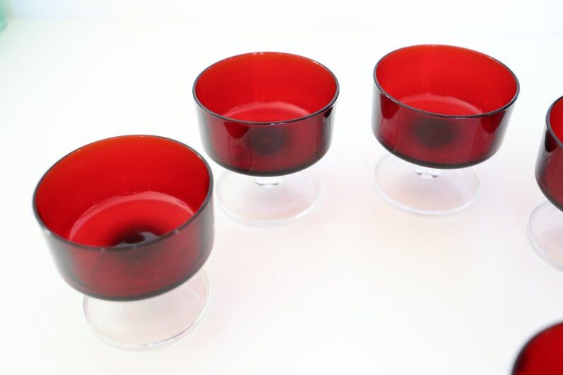 Set of 6 ruby red luminarc rider glasses