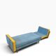 Vintage blue armchair/daybed/sofa bed with yellow accents.
