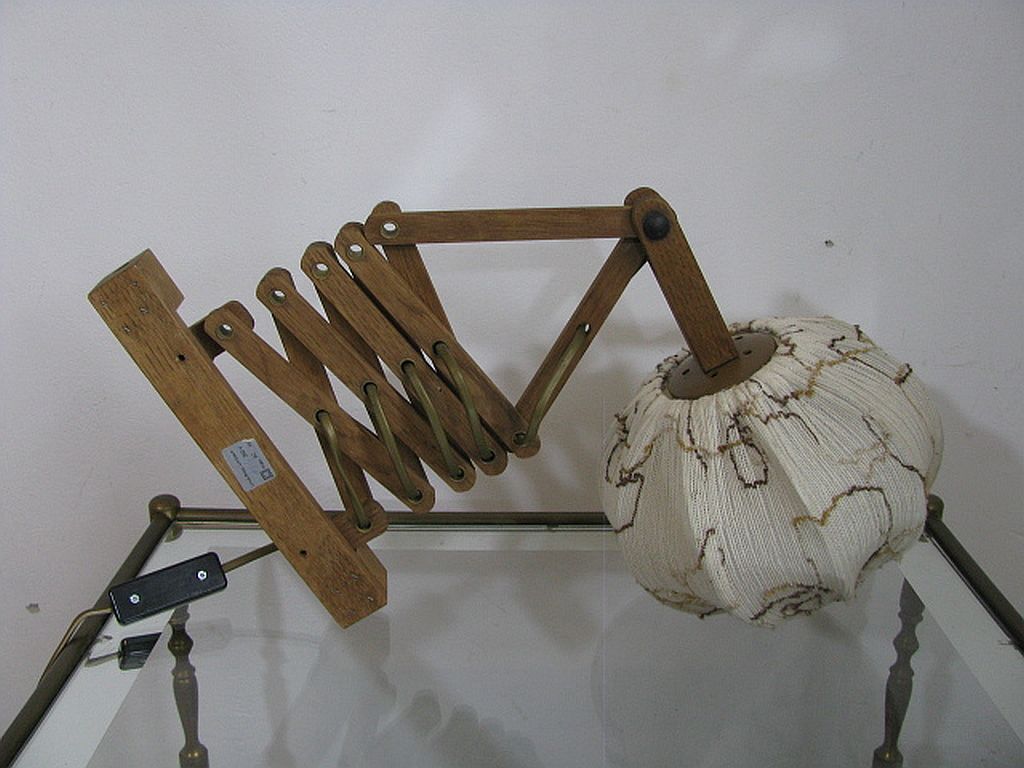 Applique murale/lampe à ciseaux. Holz Teak , Linus Bopp Limbach. Années 1970