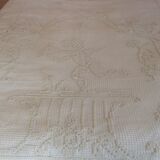 Dessus de lit ancien broderie anges
