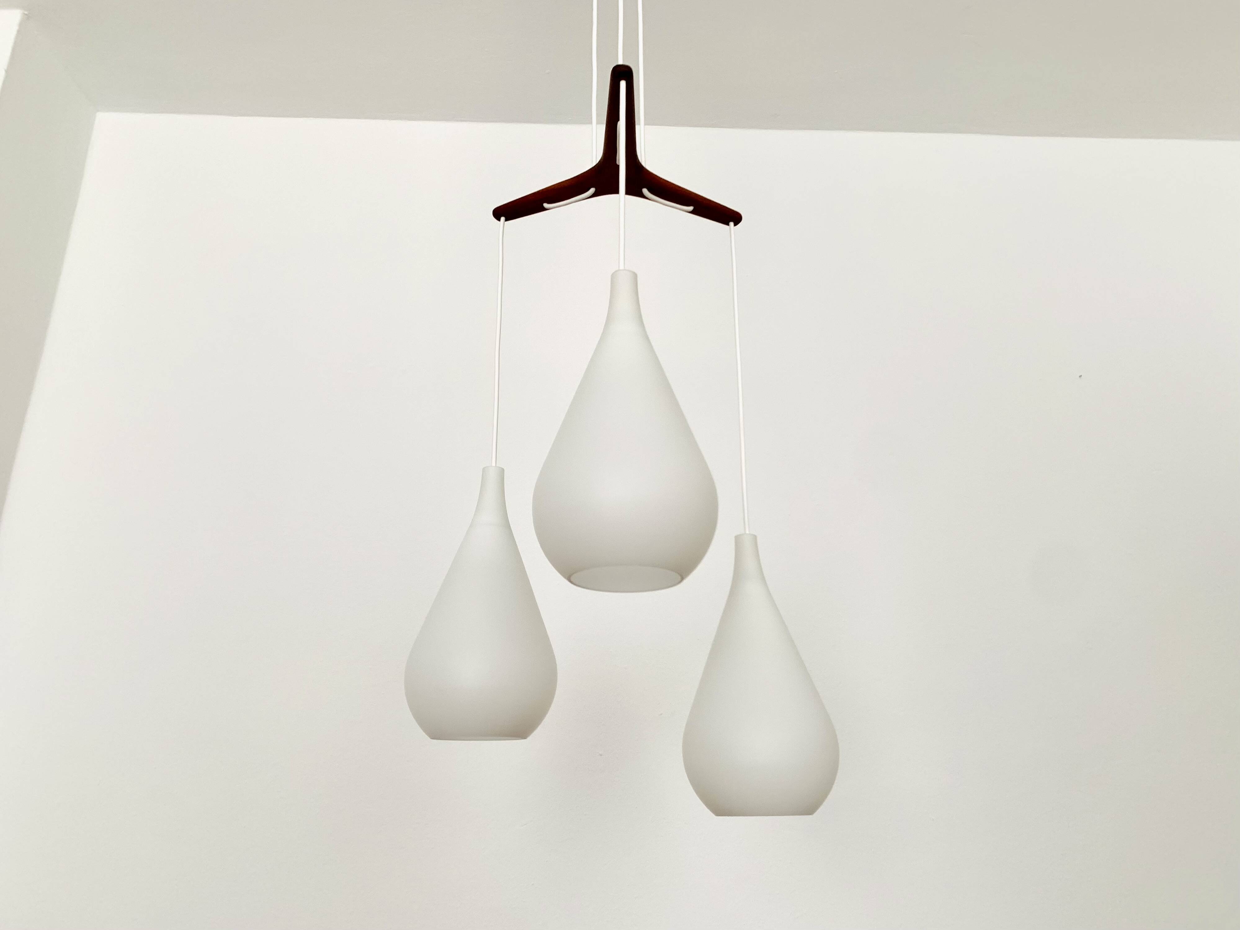 Opaline and Teak Cascading Lamp by Nordisk Solar