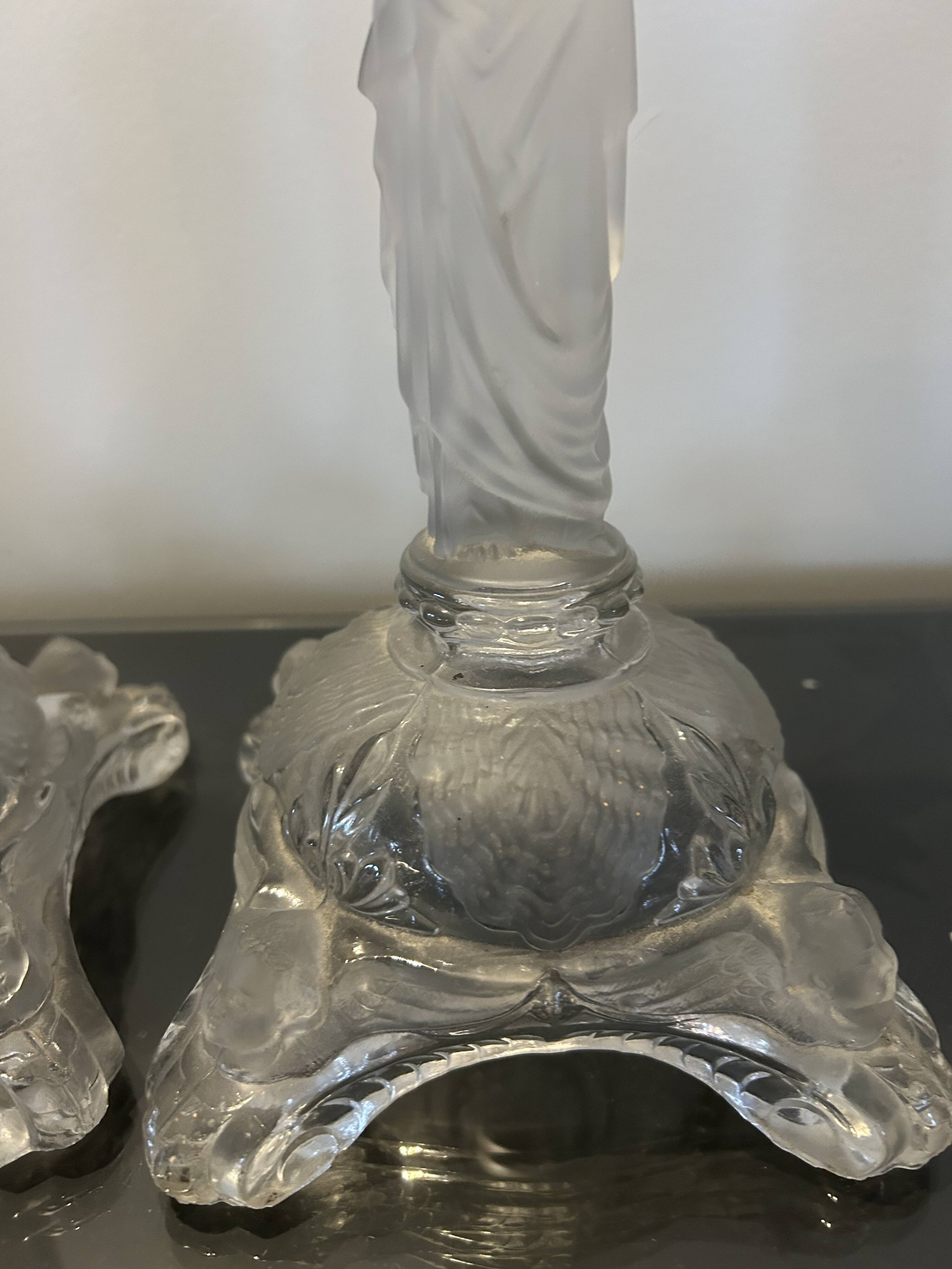 3 clear glass candle holders