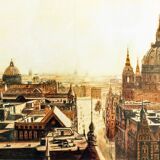 Original drawing of old Berlin (numbered series limited to 95 copies) painted in pastel.
