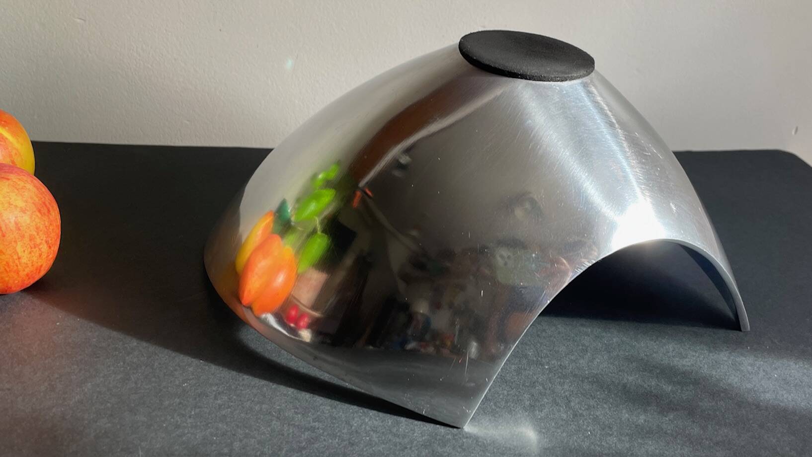 Vintage polished metal fruit bowl