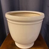 Cache pot en ceramique couleur gres clair forme ronde