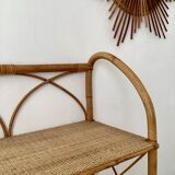 Bookcase shelf in braided wicker, bamboo and rattan