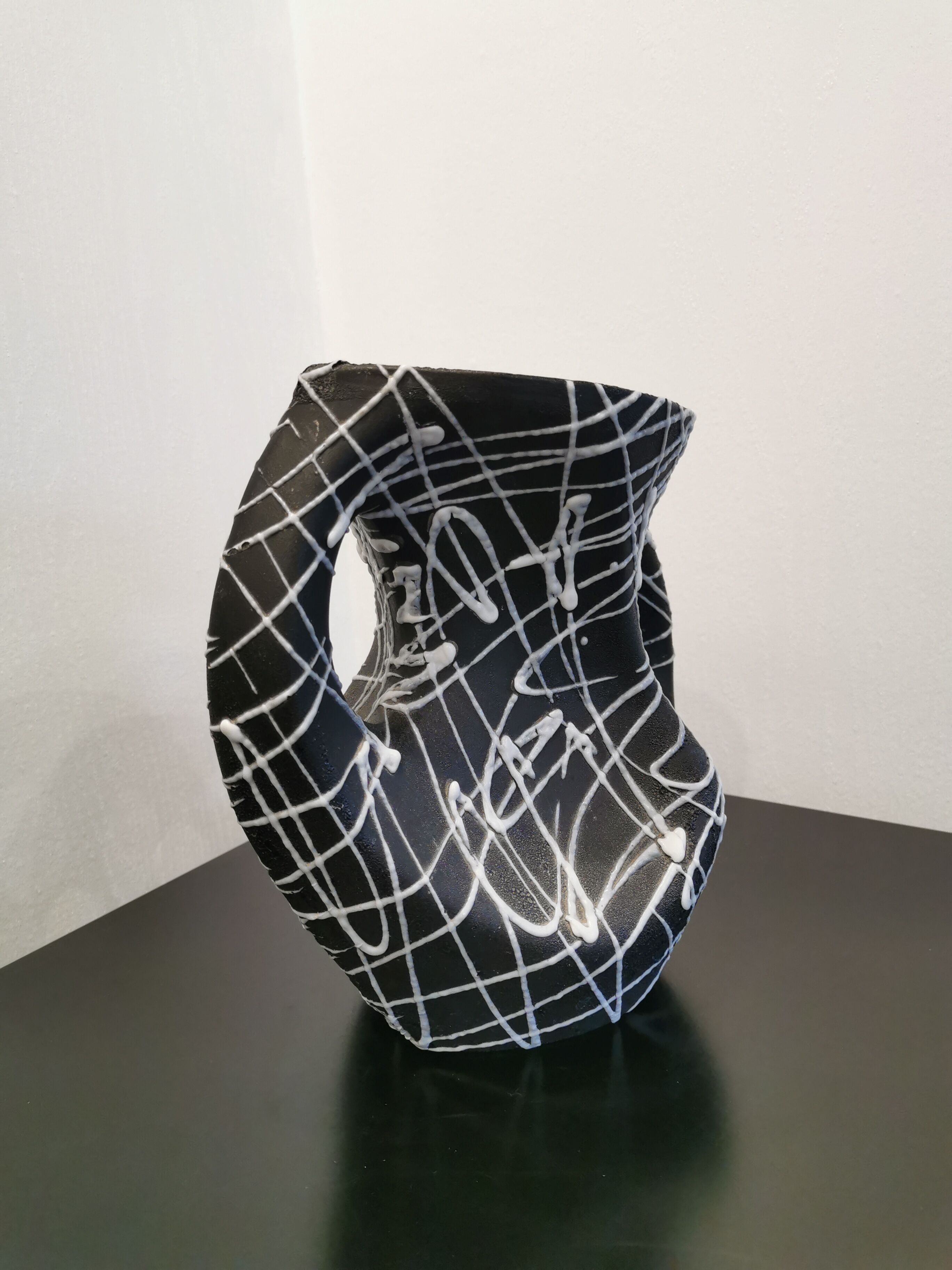 Vase two handles tricolor vallauris