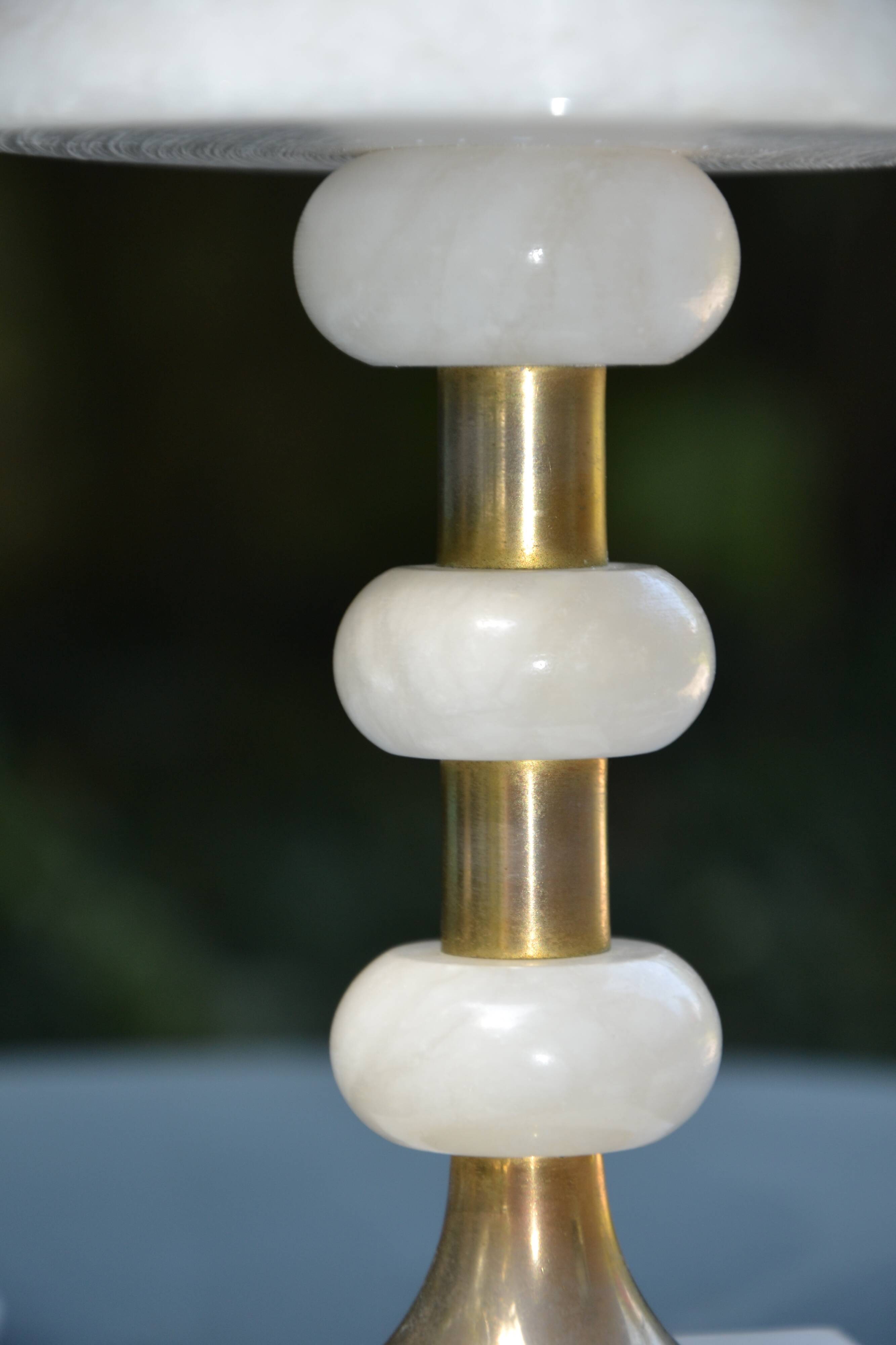 2 white alabaster and brass bedside lamps from the 60s