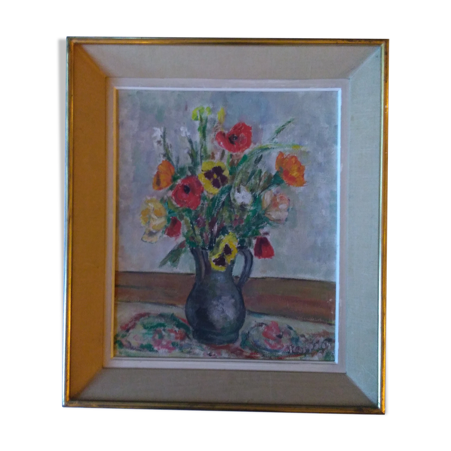 Oil on canvas, bouquet of flowers
