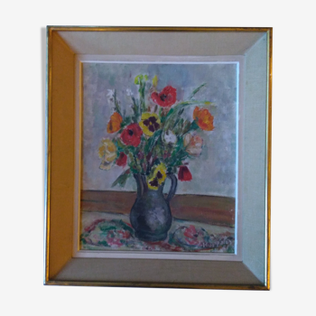 Oil on canvas, bouquet of flowers