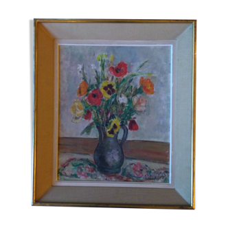 Oil on canvas, bouquet of flowers