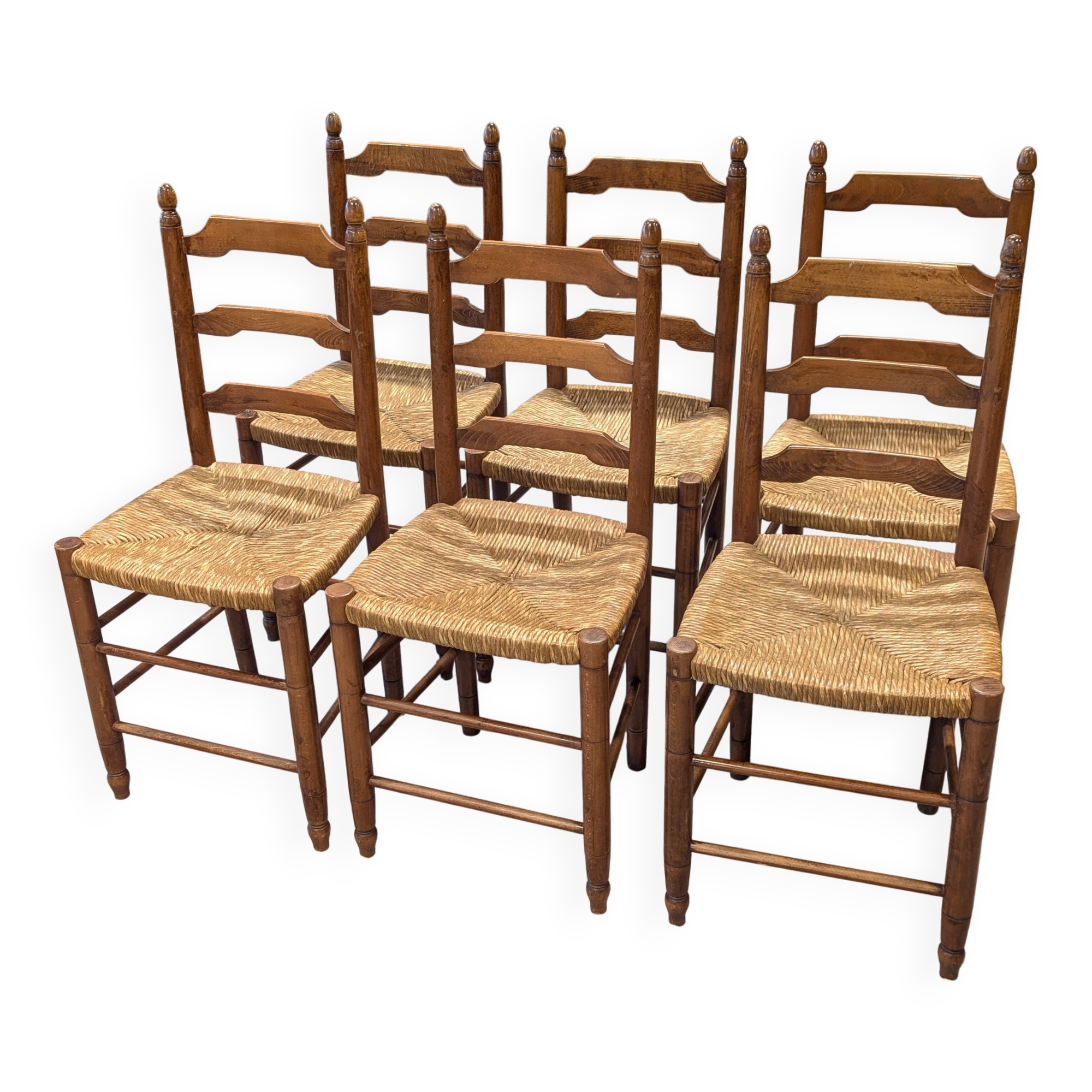 Lot of 6 straw chairs