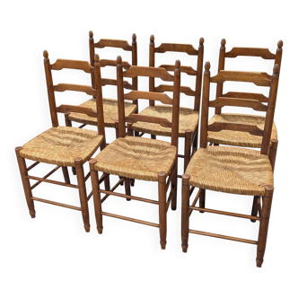 Lot of 6 straw chairs