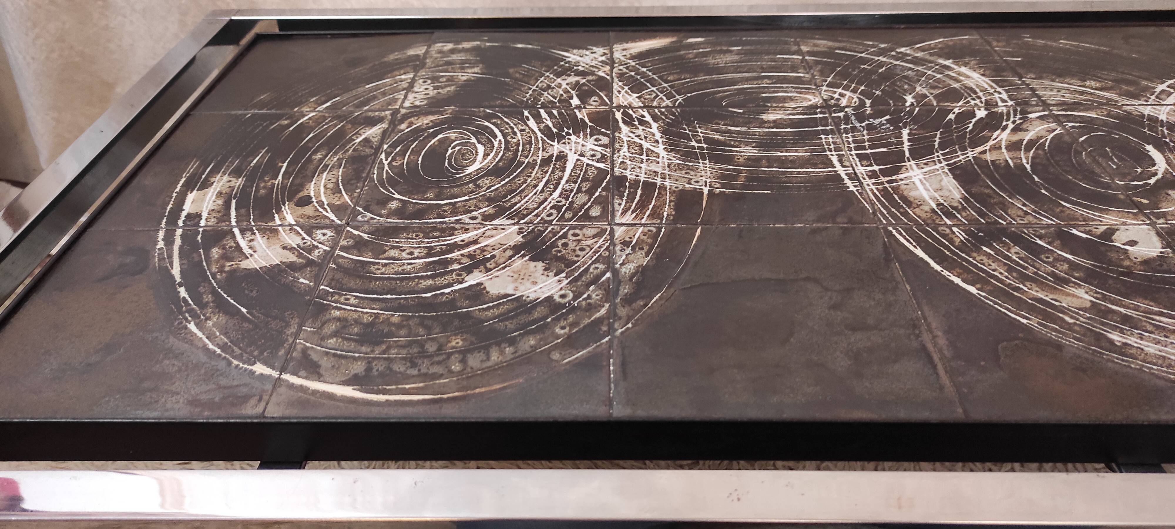 Ceramic and metal coffee table - signed Belarti - 1960s/70s