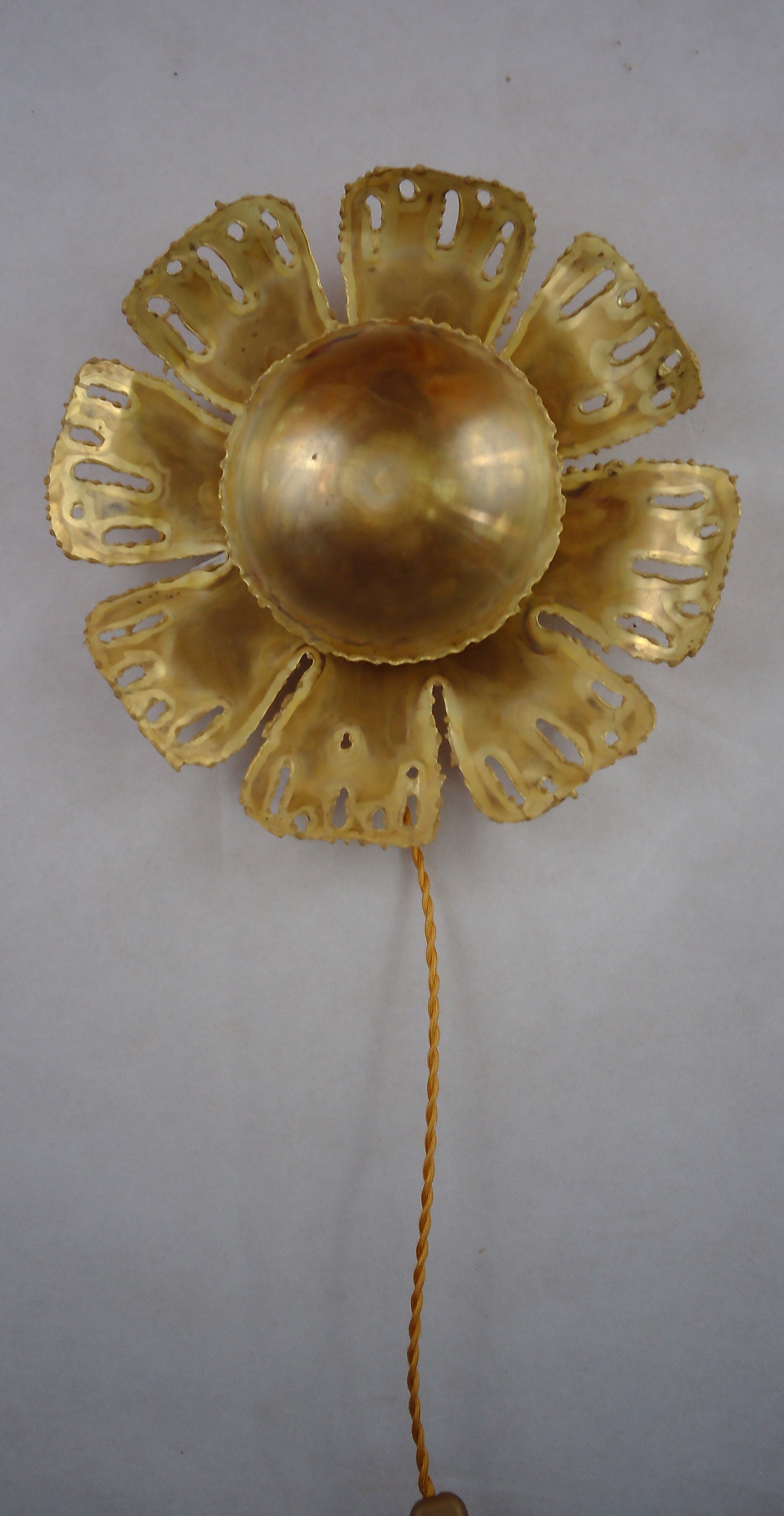 Brass plate flower sconce by Svend Aage Holm-Sörensen for Holm-Sörensen, Denmark.