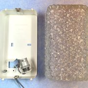 Ceiling lamp in glass holophane industrial loft 50s 60 vintage 1950