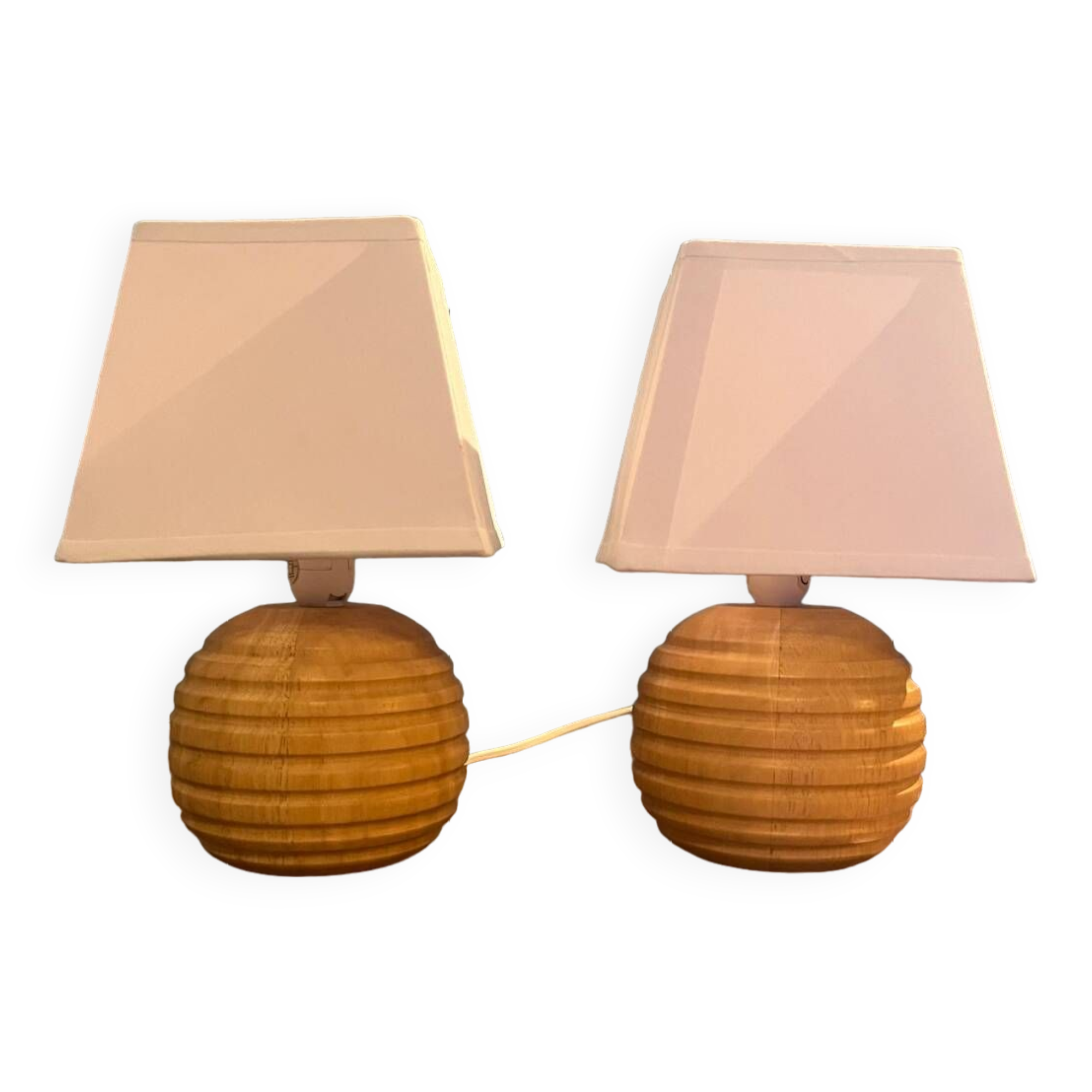 Pair of Laura Ashley solid wood lamp duo