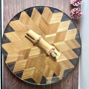 Plateau service marqueterie paille