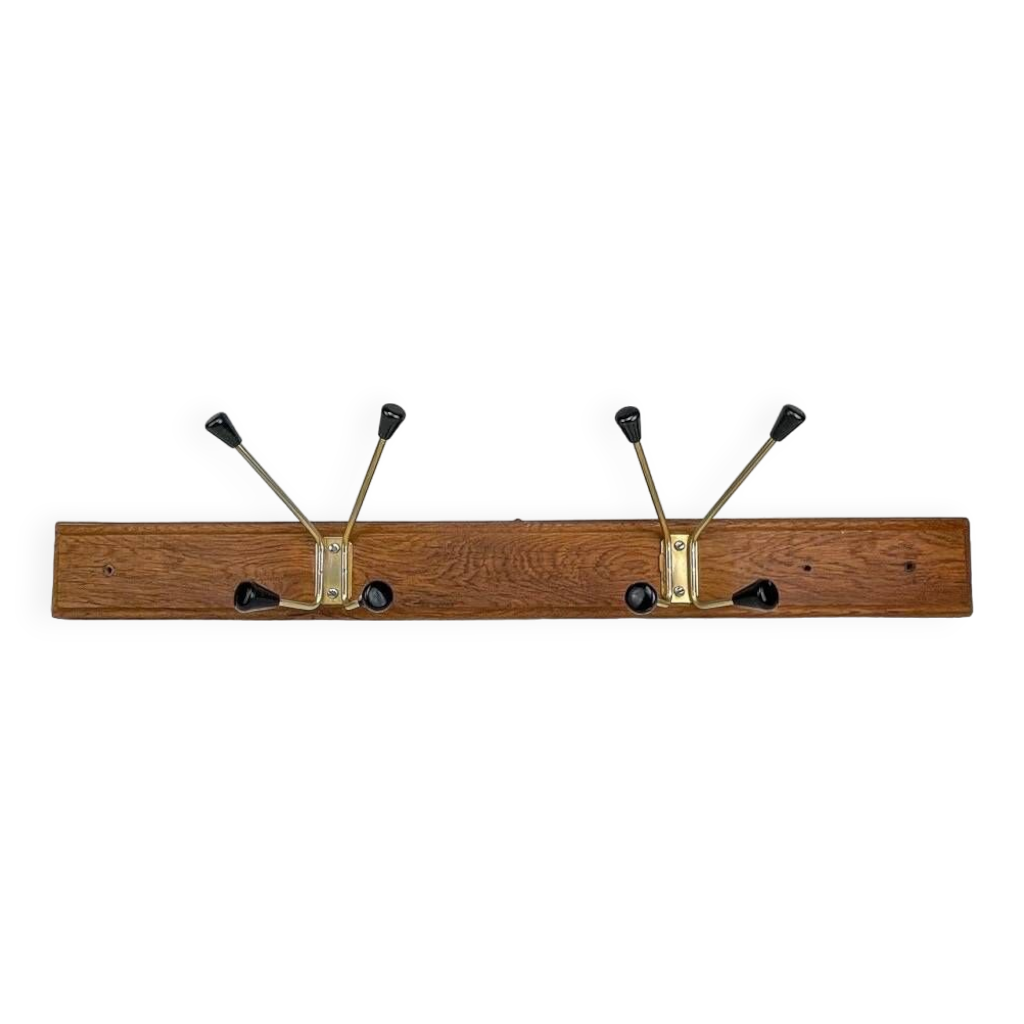 Wall coat rack with golden metal hooks from the 60s