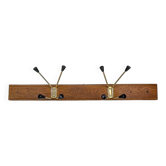 Wall coat rack with golden metal hooks from the 60s