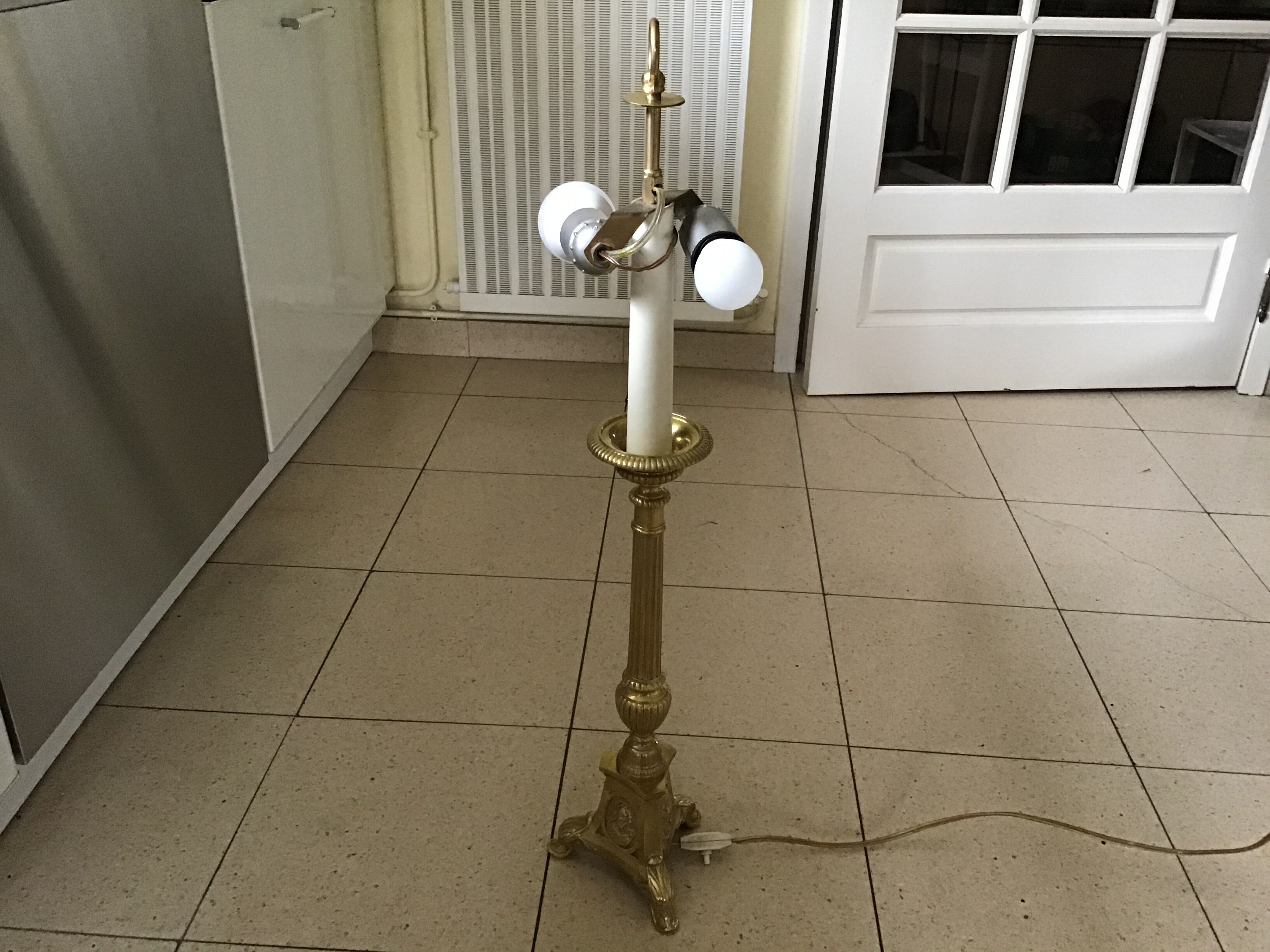 Candle spike mounted in lamp
