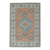 Tapis de sol vintage turc Oushak fait main en laine et coton orange 190x275 des années 1970
