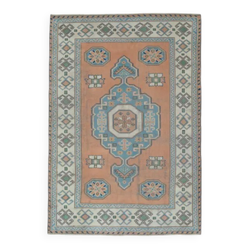 1970s Vintage Turkish Oushak Handmade Wool Cotton Orange  Area Rug 190x275