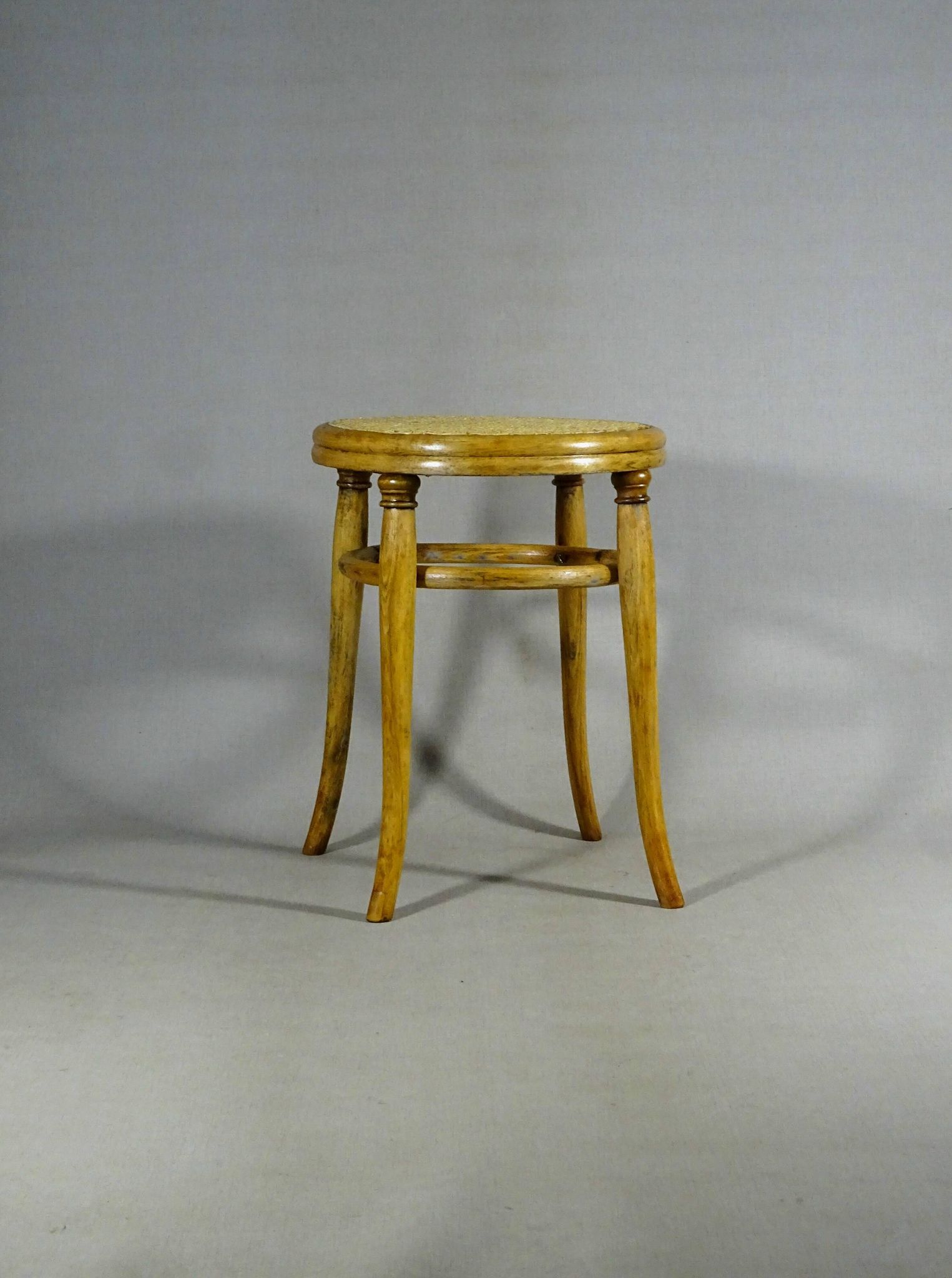 Bistro Stool by Fischel 1890/1900 caned, no Thonet (Height 52 cm)