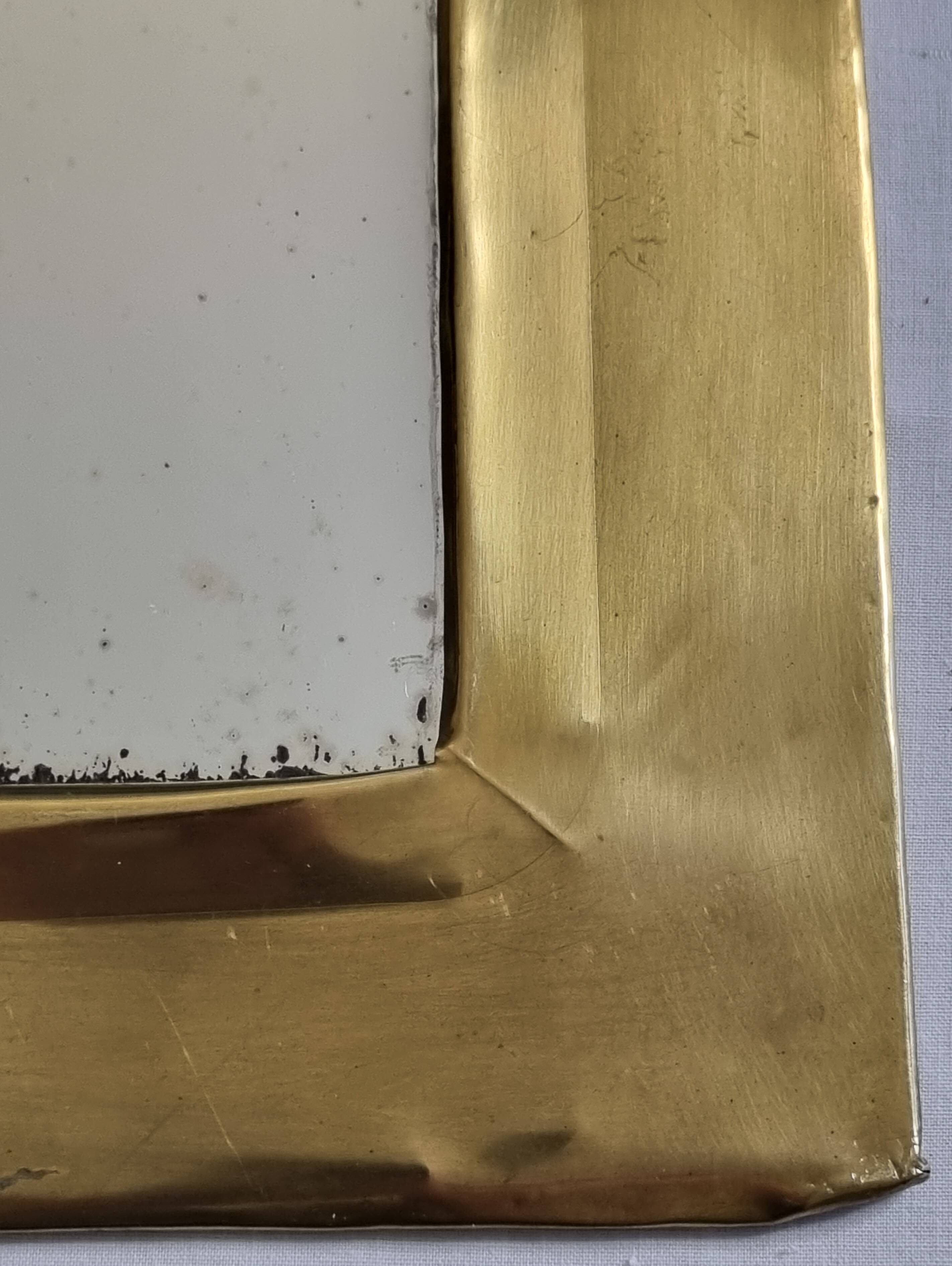 Miroir mural arche en laiton poli, patiné, artisanat marocain, 43 x 28 cm