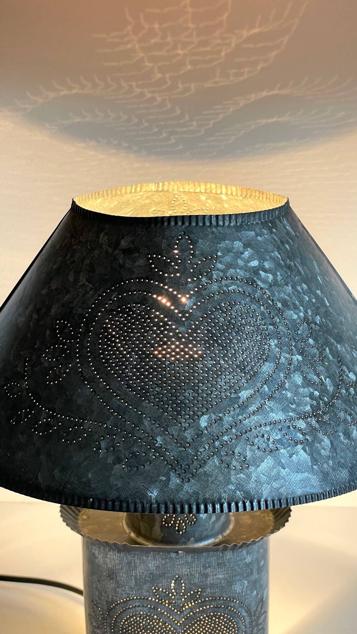 LAMPE Coeur ZINC Vintage