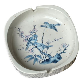 Korean sandstone ashtray pattern sparrows and cherry blossoms