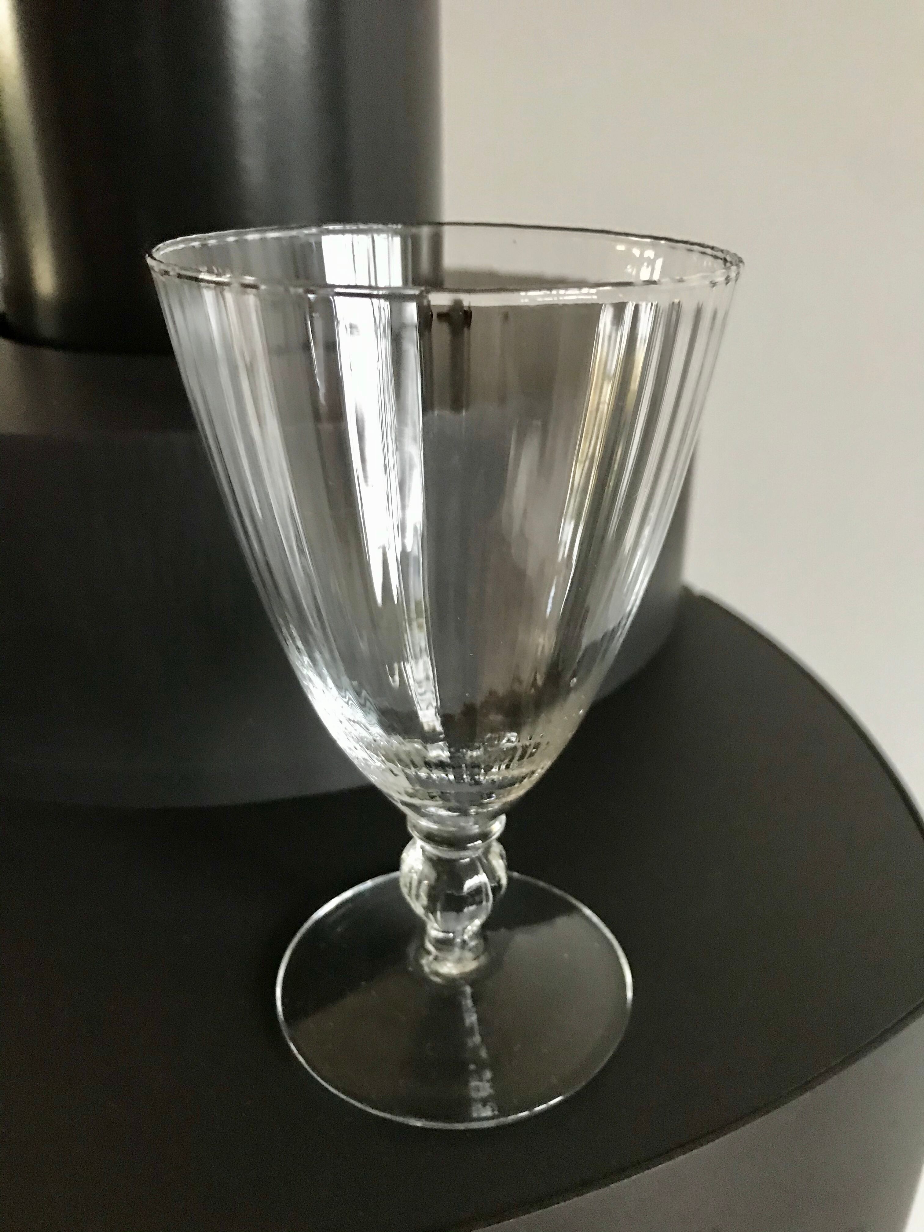 Set of 7 molded glass wine glasses 30-40s