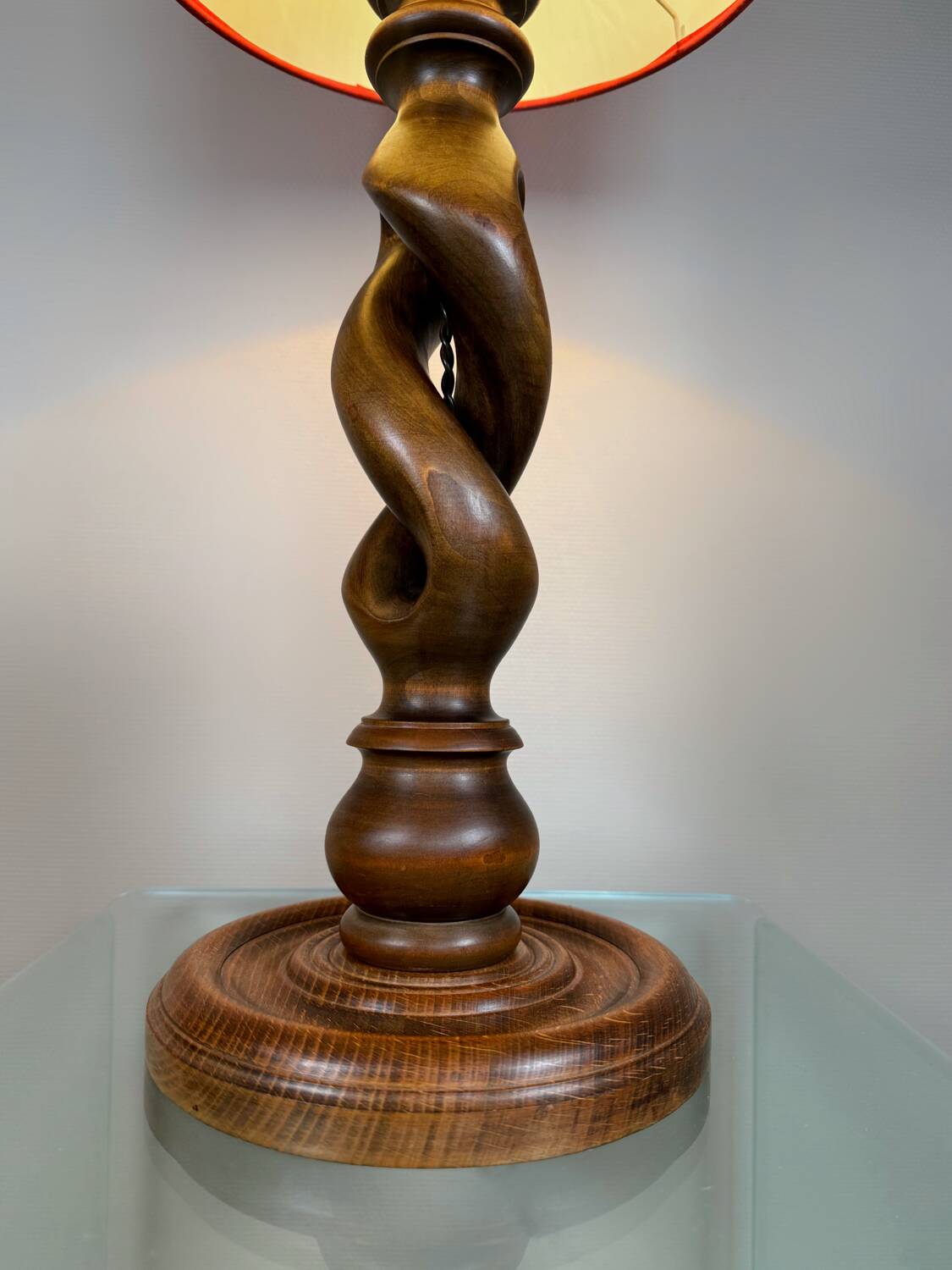 Twisted wood lamp from the 1960s