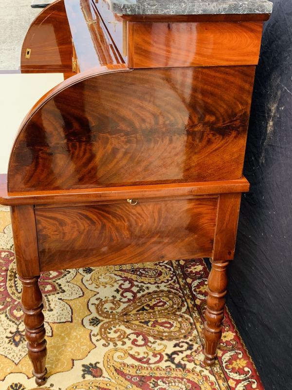 Vintage flamed mahogany cylinder desk