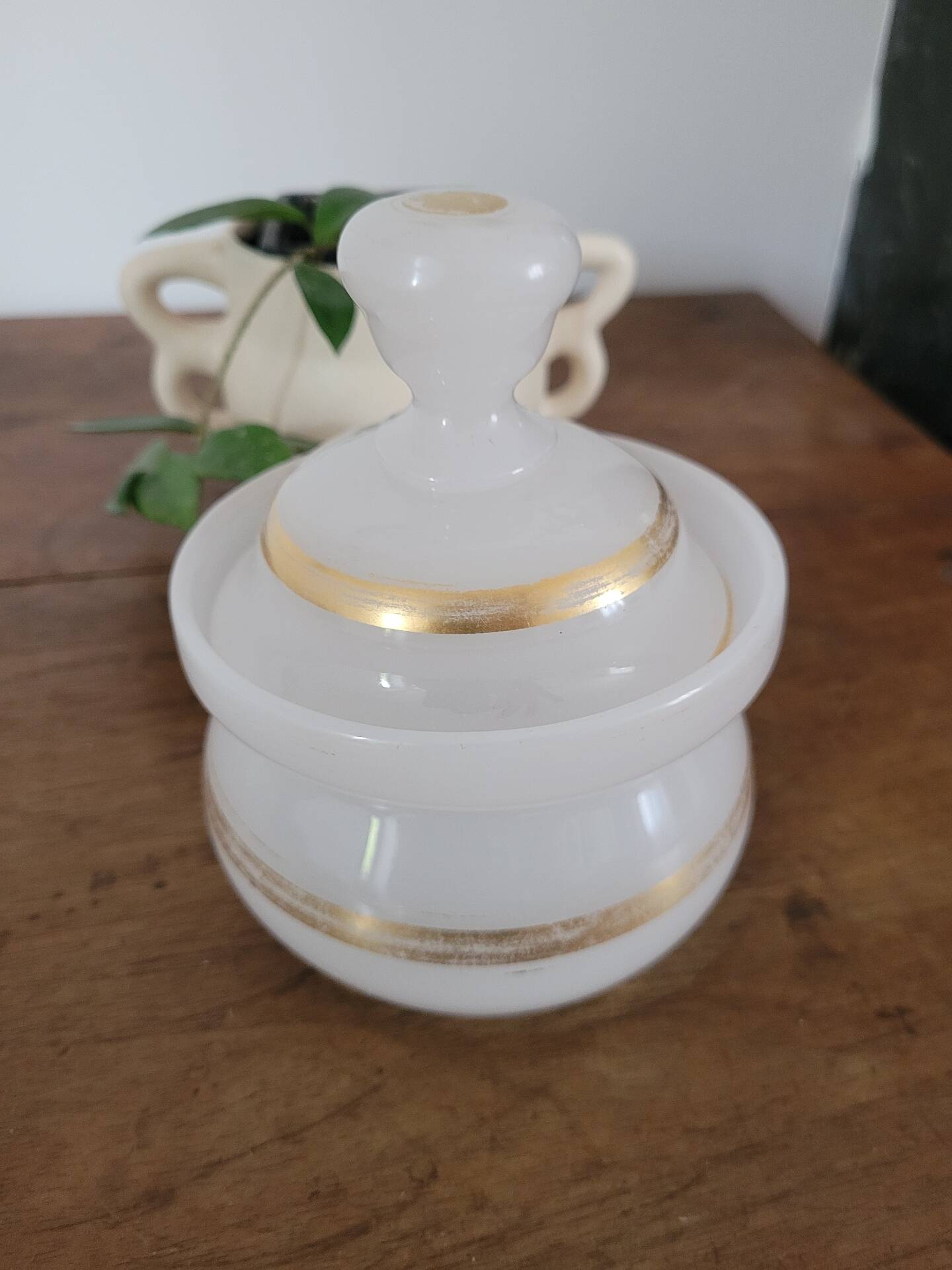 Pot with lid in opaline
