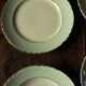 Lot 2 hollow plates and 2 green gilding plates Moulin des Loups