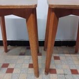 Paire de tabourets en bois