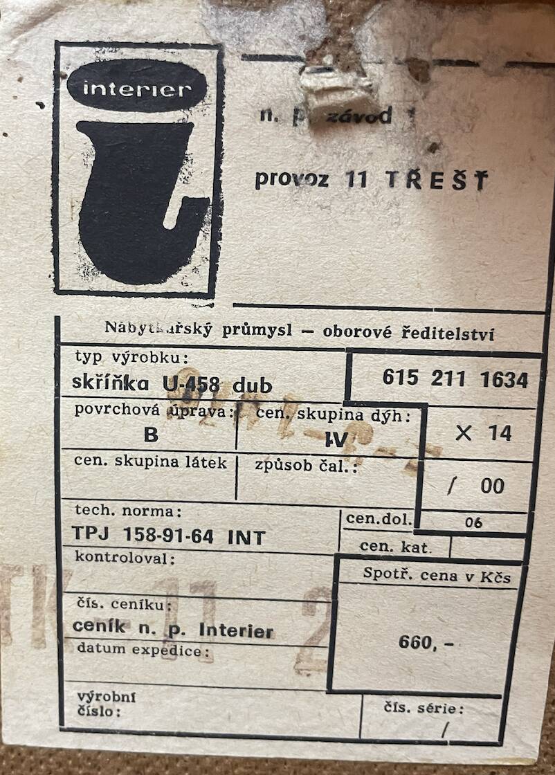 Vintage chest of drawers, Jiroutek for Interier Praha, model U-458, circa 1960