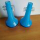 Paire de vases bleus torsadé blanc dans le goût de Murano