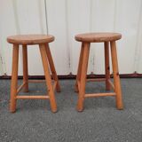 Pair of vintage pine stools