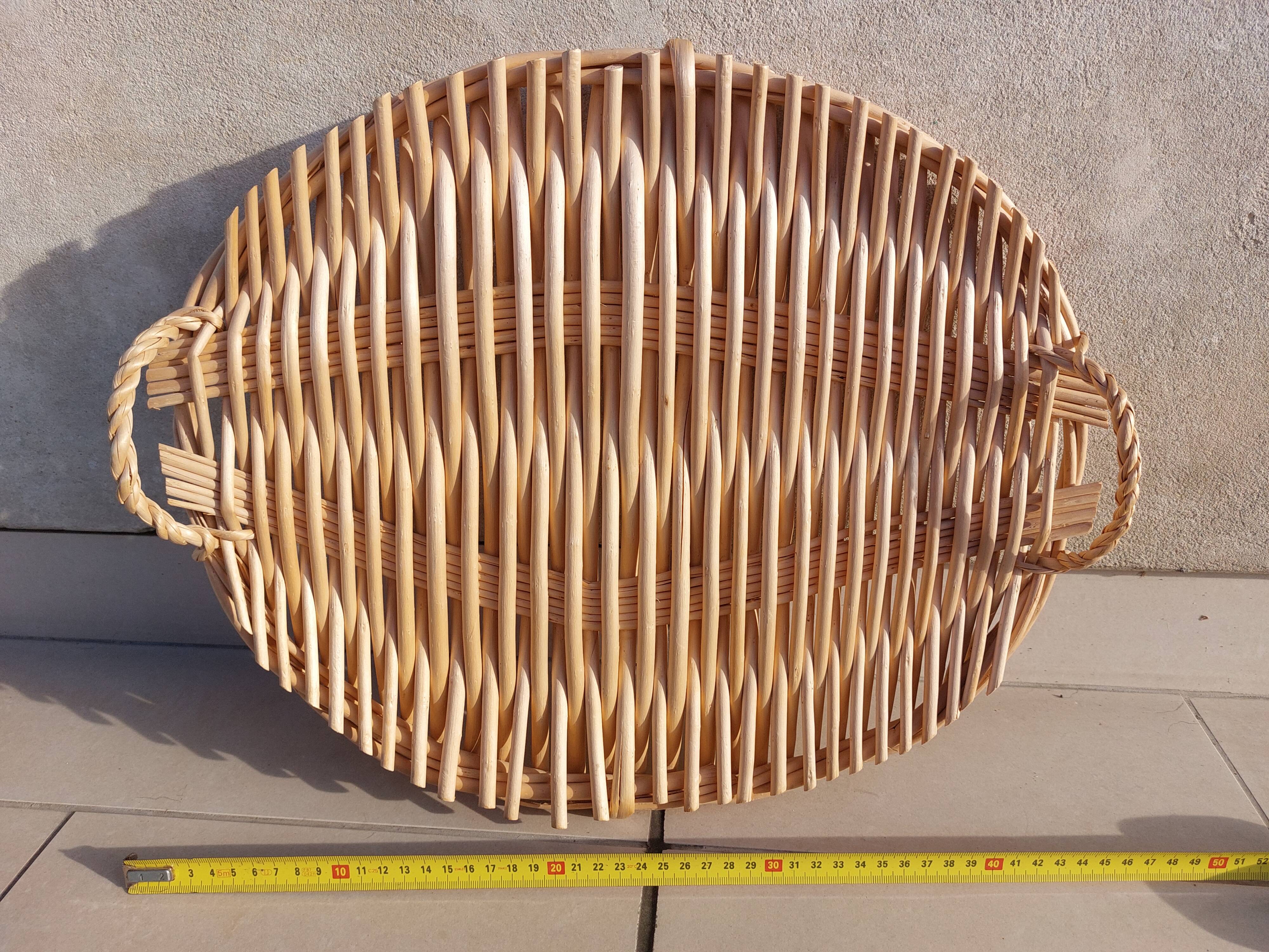 Vintage oval bamboo tray