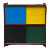 Closed bookcase in Bauhaus colors by D.Rozaffy Edition Meuble Oscar, design 1960