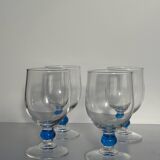 Lot de 4 verres à eau à pied boule bleue
