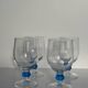 Set of 4 blue ball stemmed water glasses