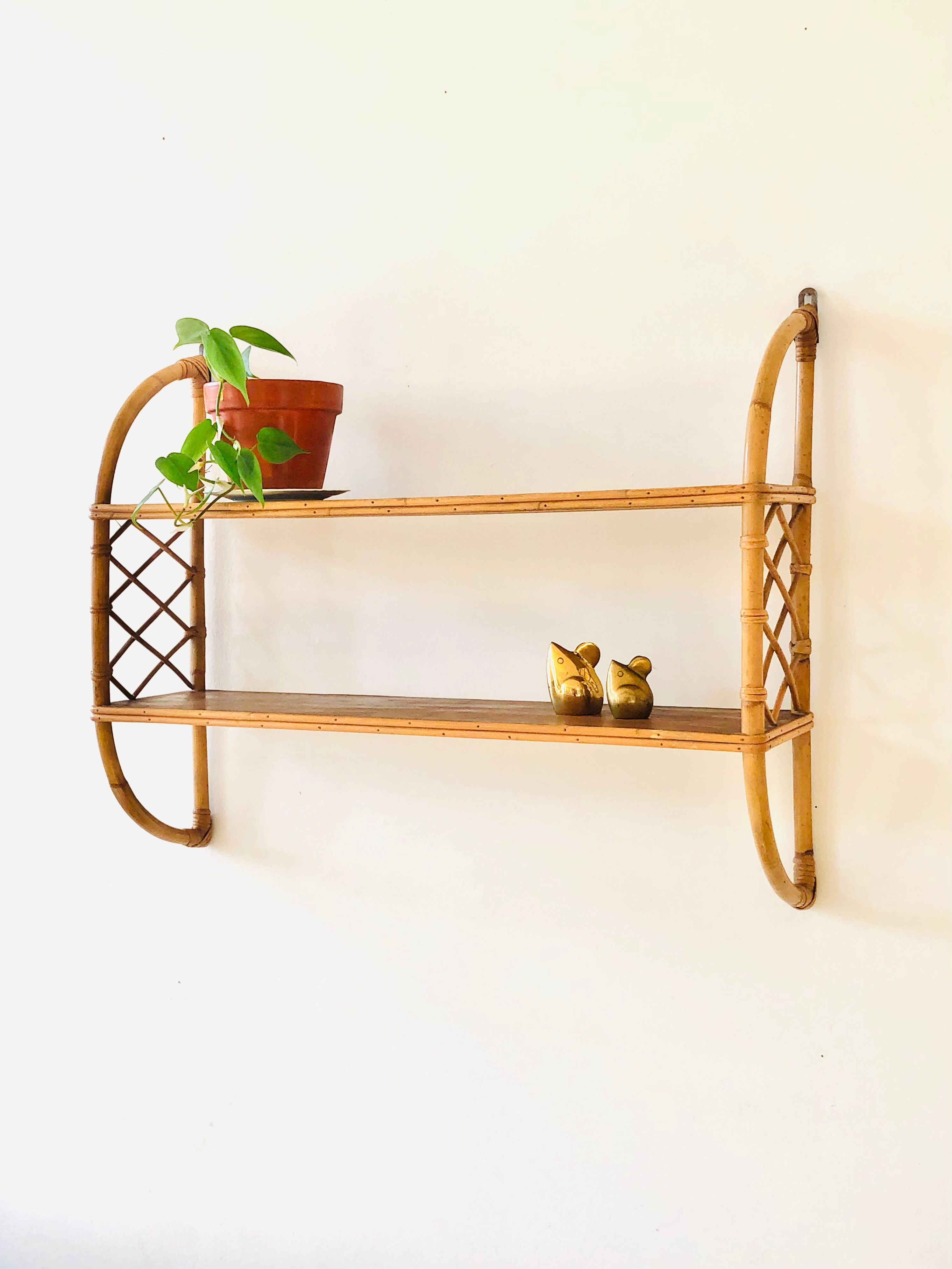 Rattan wall shelf 80x60cm