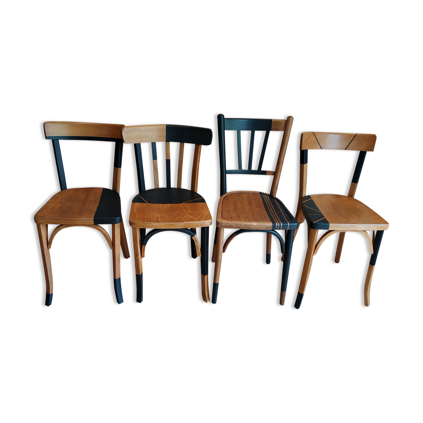 Mismatched bistro chairs